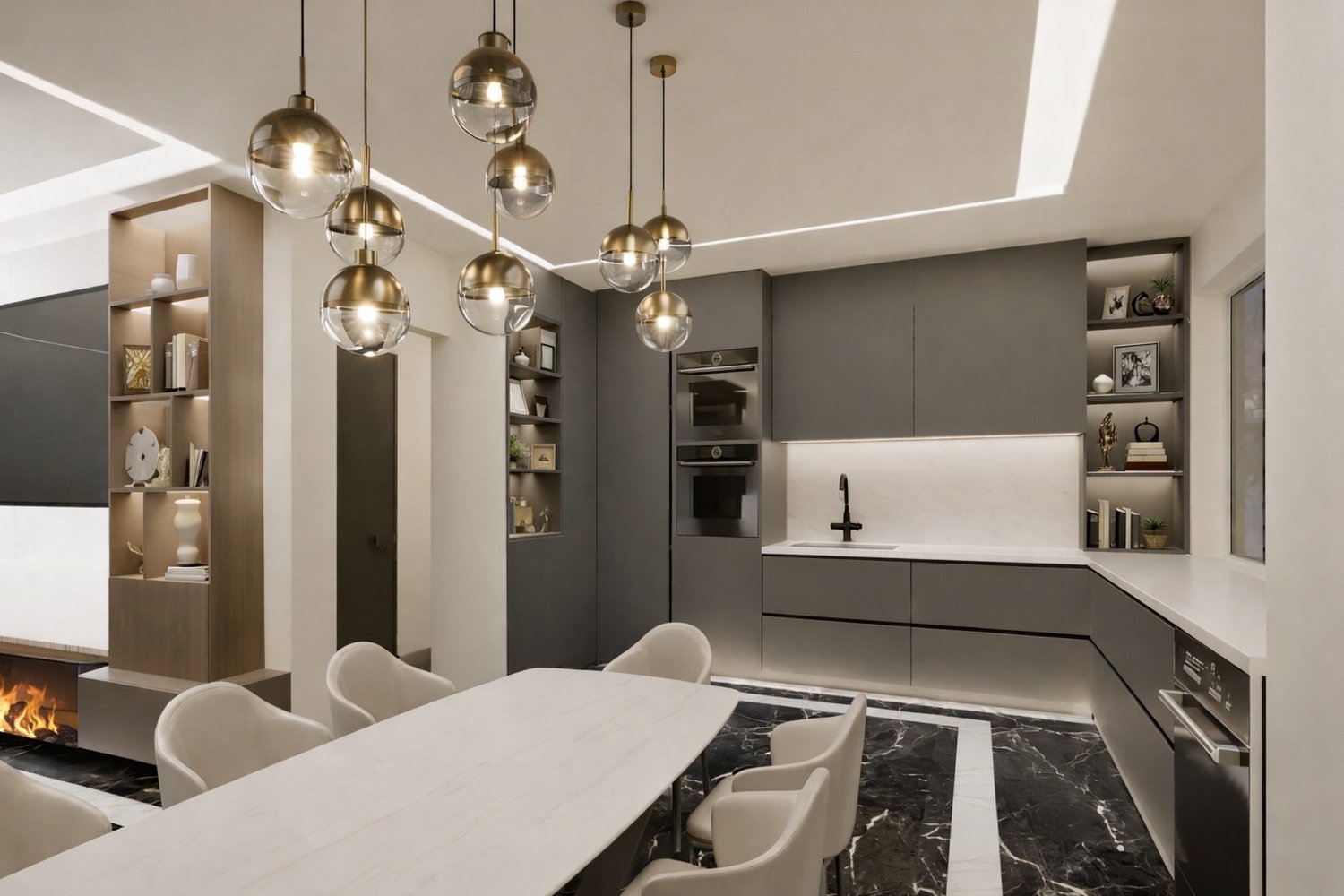 Appartamento contemporaneo — marmo, legno e luce — 4