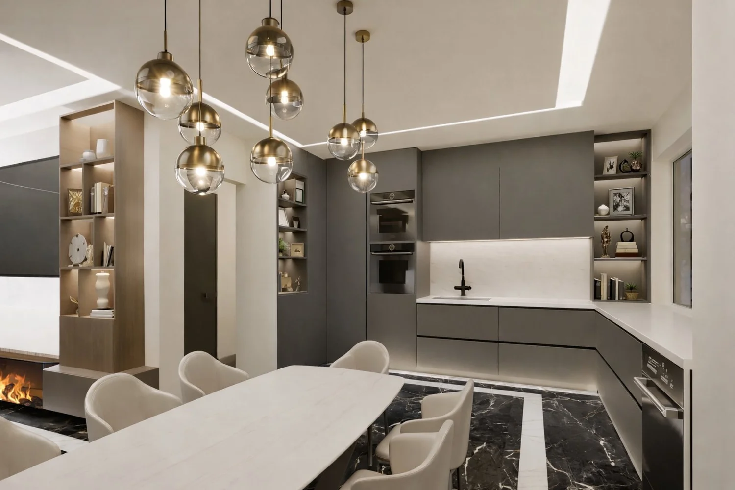 Appartamento contemporaneo — marmo, legno e luce — 8