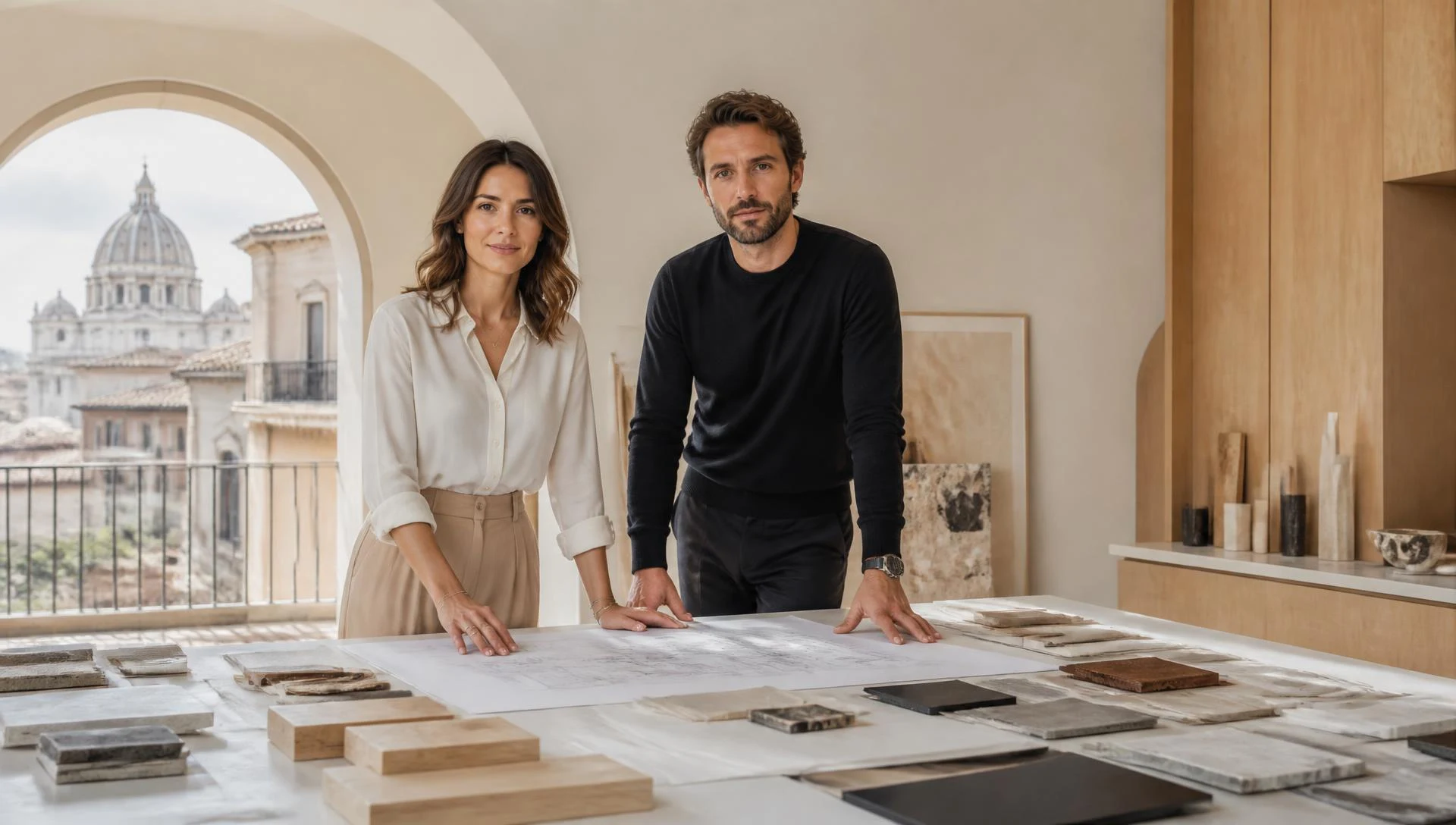 Interior designer al lavoro su un progetto d'interni